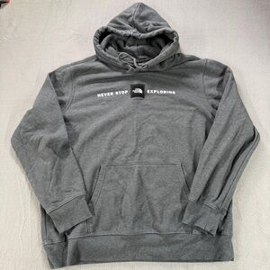 The North Face Hoodie Mens XL Charcoal Gray Pullover Sweatshirt Hiking Casual